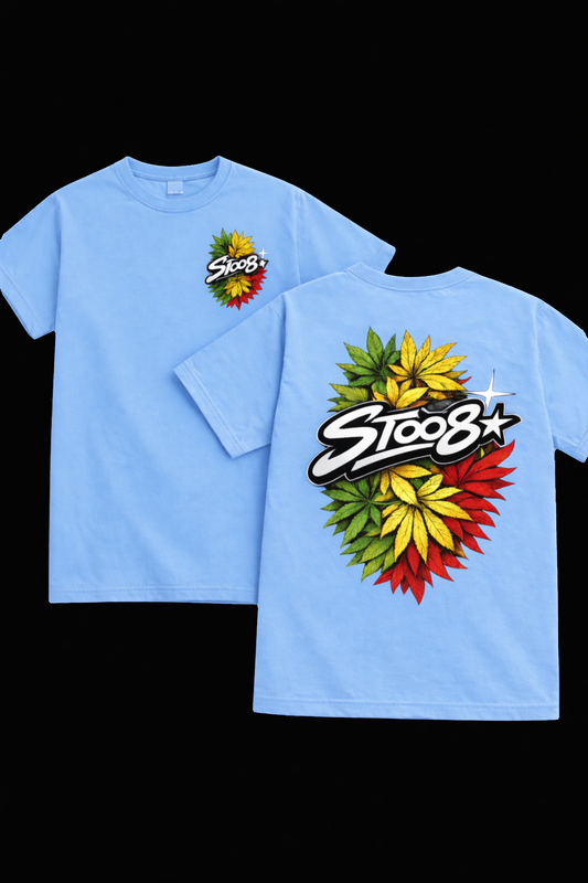 T shirt bleu ciel avec des fleure