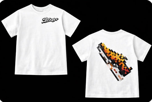 TEE shirt blanc chaussure pixels
