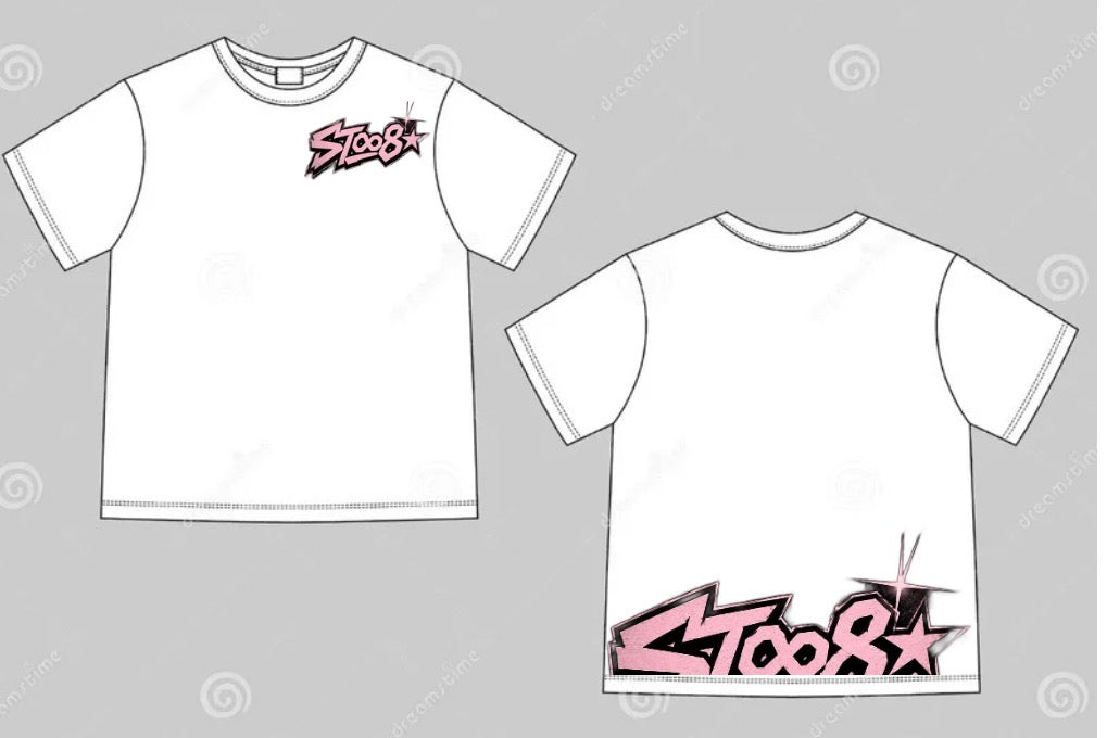 T shirt blanc et rose