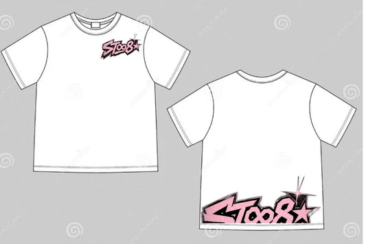 T shirt blanc et rose